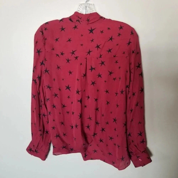 L'AGENCE Mariposa Star-Print  Silk Crossover Blouse S - Picture 11 of 15